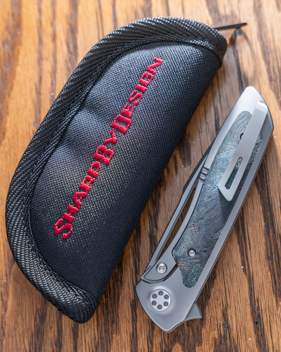Sharp by Design T10 – Burl Micarta Inlay Handle - Etched & Slotted Blade #2