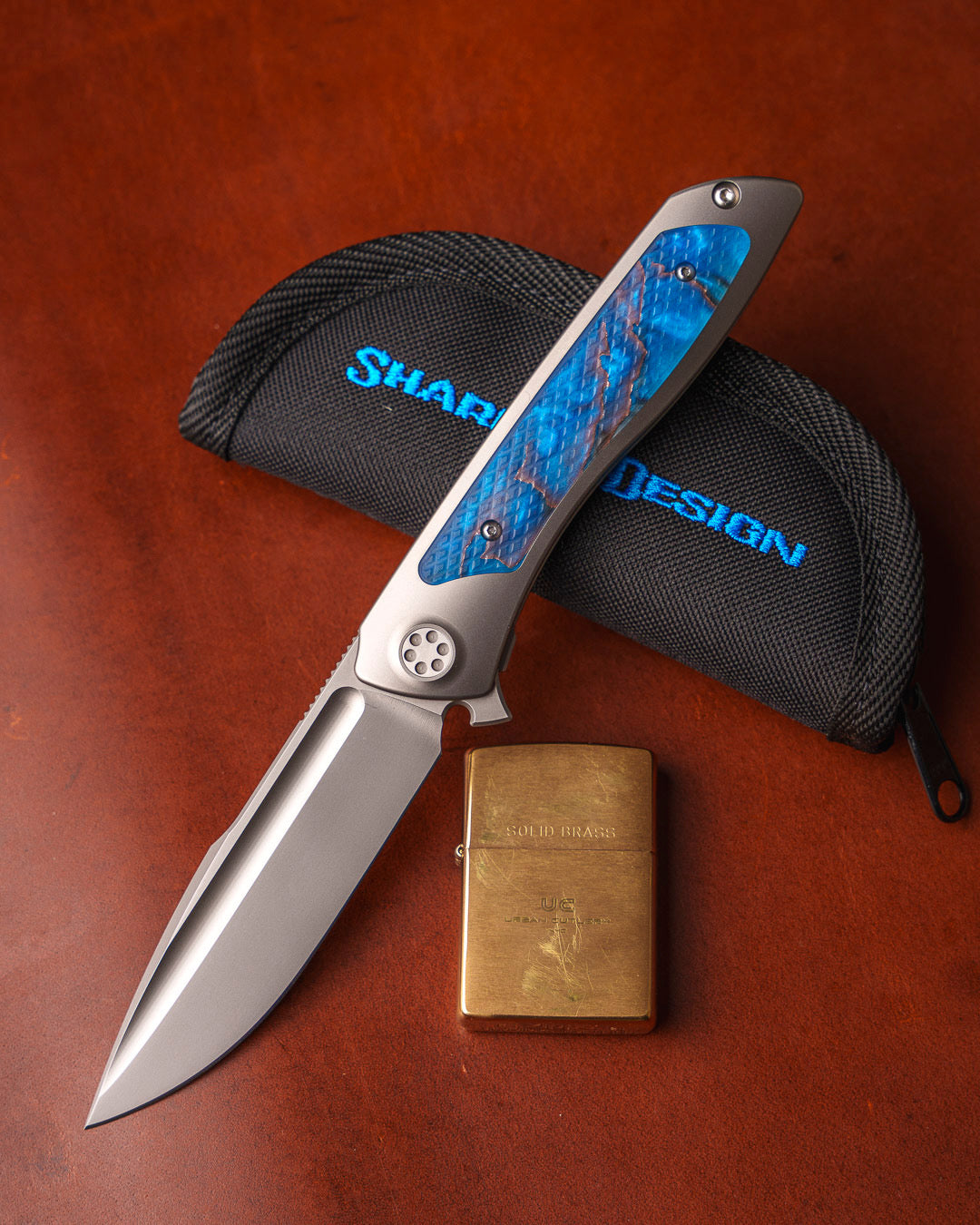 Sharp by Design-Sharp by Design T10 – Blue VC Copper Net Infused Inlay Handles - Drop Point-1-Urban Cutlery
