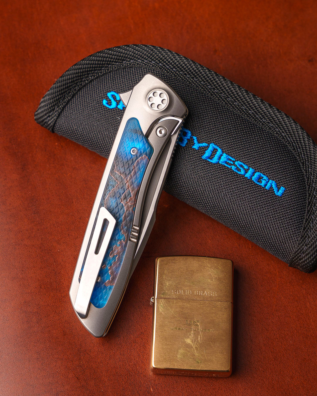 Sharp by Design-Sharp by Design T10 – Blue VC Copper Net Infused Inlay Handles - Drop Point-4-Urban Cutlery