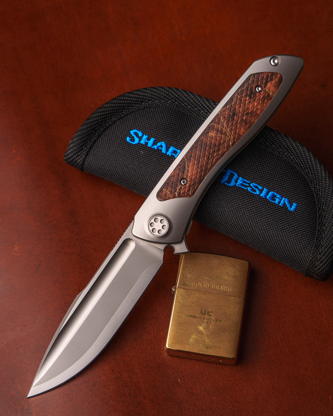Sharp by Design-Sharp by Design T10 – Brown VC Copper Net Infused Inlay Handles - Etched Blade-1-Urban Cutlery