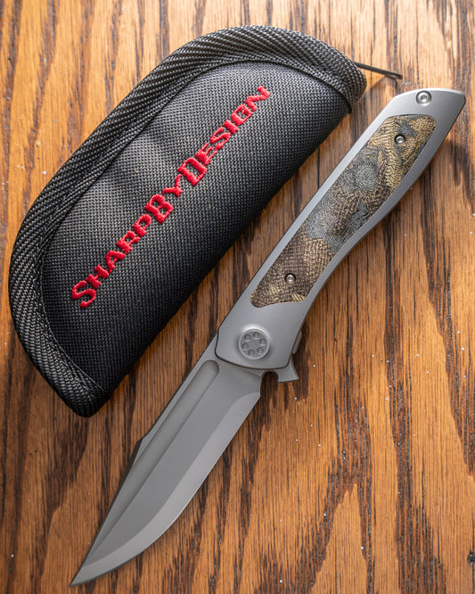 Sharp by Design-Sharp by Design T10 – Burl Micarta Inlay Handle - Etched Blade #1-1-Urban Cutlery