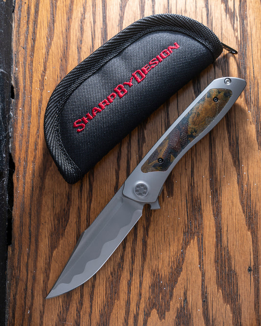 Sharp by Design-Sharp by Design T10 – Burl Micarta Inlay Handle - Etched Blade #2-1-Urban Cutlery