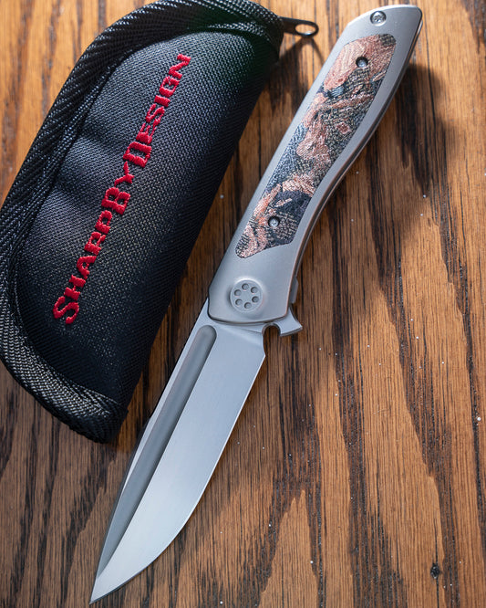 Sharp by Design-Sharp by Design T10 – Burl Micarta Inlay Handle - Hand Rubbed Blade-1-Urban Cutlery
