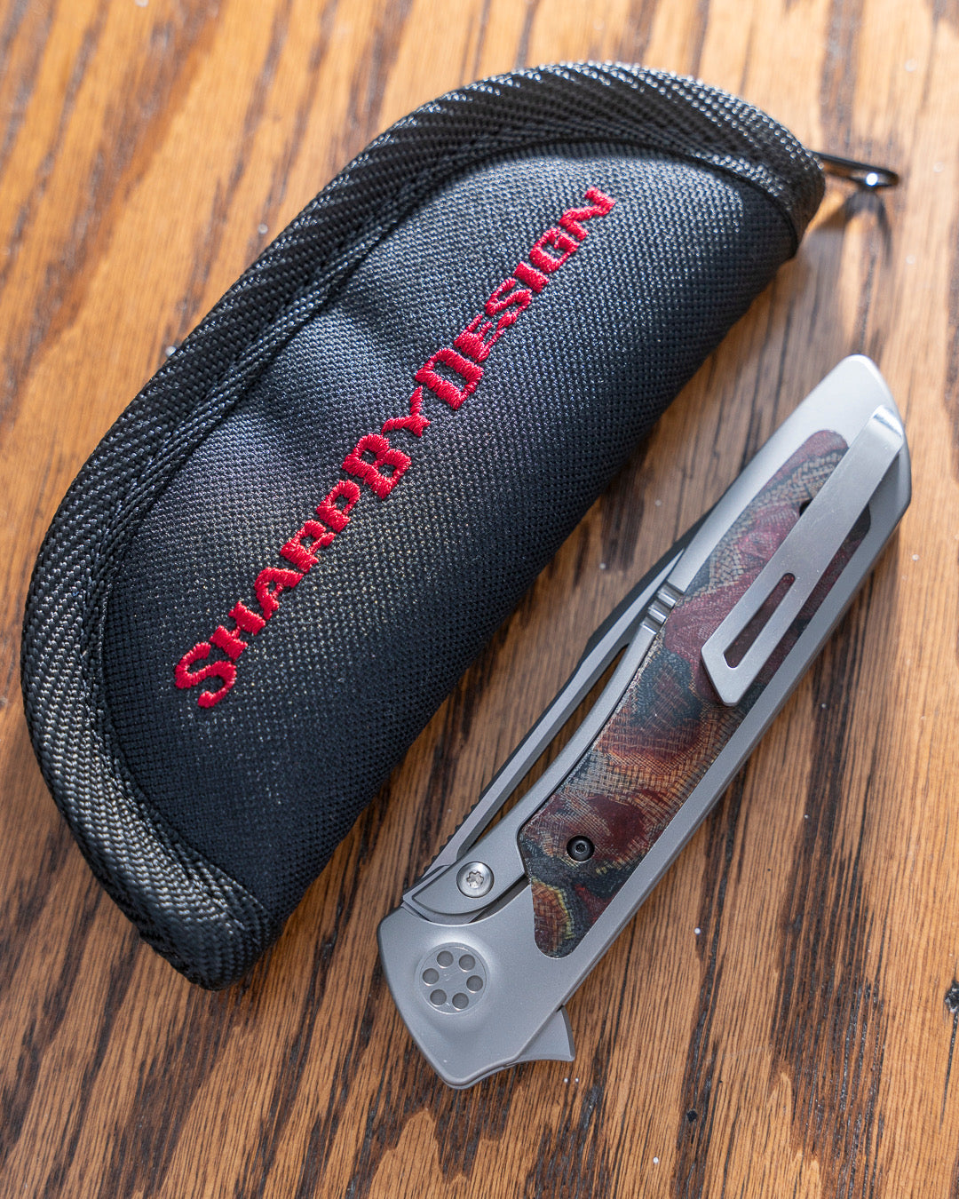 Sharp by Design-Sharp by Design T10 – Burl Micarta Inlay Handle - Slotted Blade w/ Satin Flat-3-Urban Cutlery