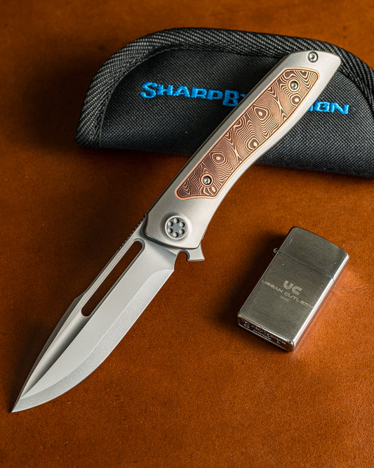Sharp by Design-Sharp by Design T10 – Copper Inlay Handles #3 - Etched & Slotted Blade-1-Urban Cutlery