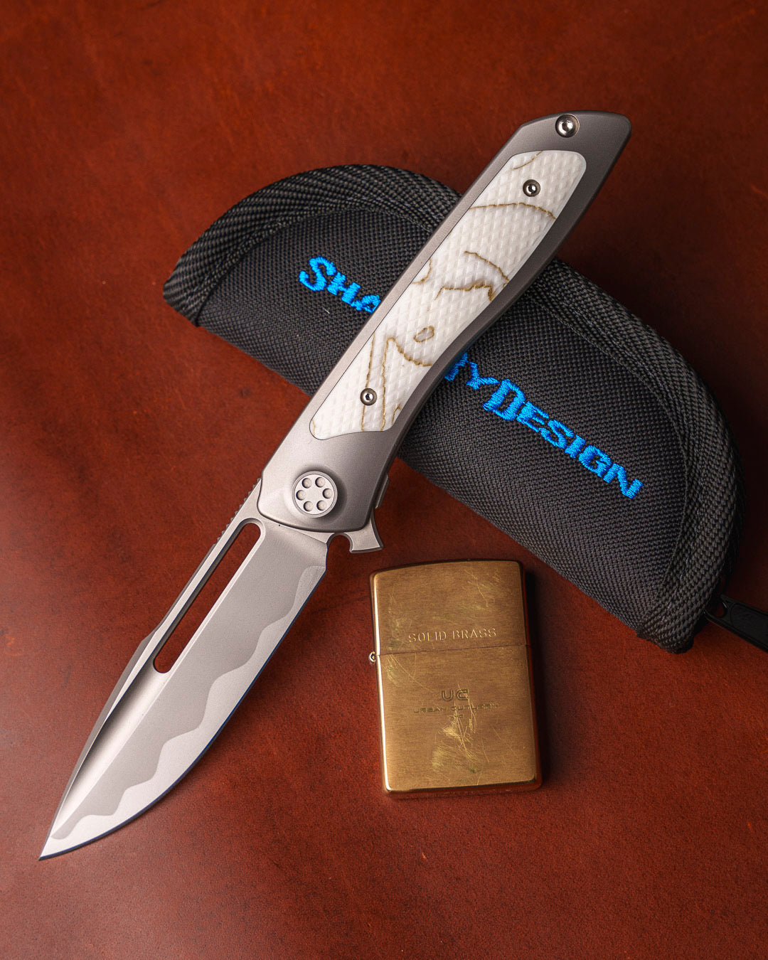 Sharp by Design-Sharp by Design T10 – Ivory White VC Copper Net Infused Inlay Handles - Etched & Slotted Blade-1-Urban Cutlery