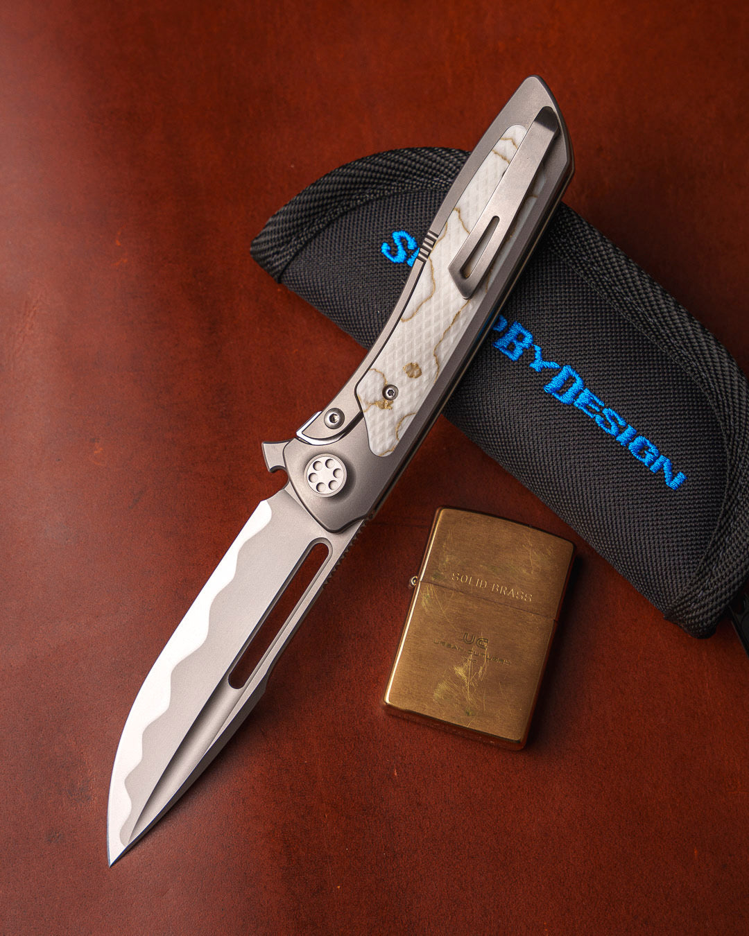 Sharp by Design-Sharp by Design T10 – Ivory White VC Copper Net Infused Inlay Handles - Etched & Slotted Blade-2-Urban Cutlery