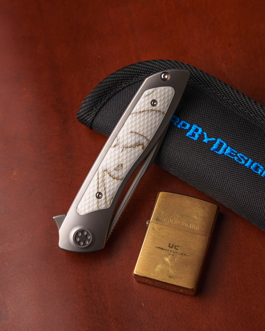 Sharp by Design-Sharp by Design T10 – Ivory White VC Copper Net Infused Inlay Handles - Etched & Slotted Blade-3-Urban Cutlery