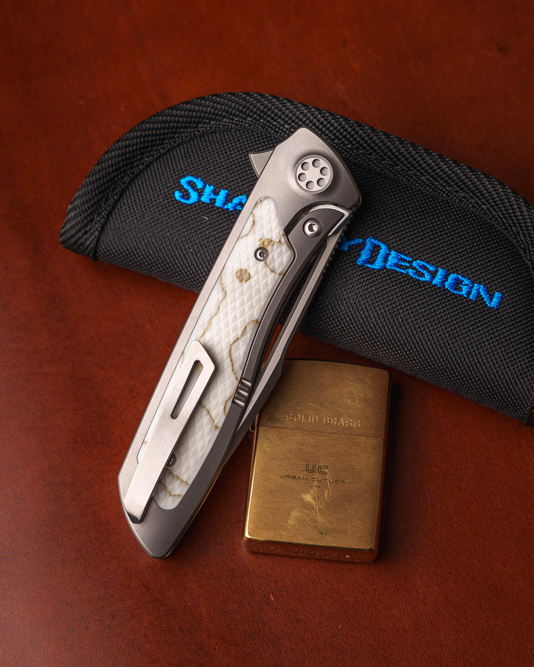 Sharp by Design-Sharp by Design T10 – Ivory White VC Copper Net Infused Inlay Handles - Etched & Slotted Blade-4-Urban Cutlery