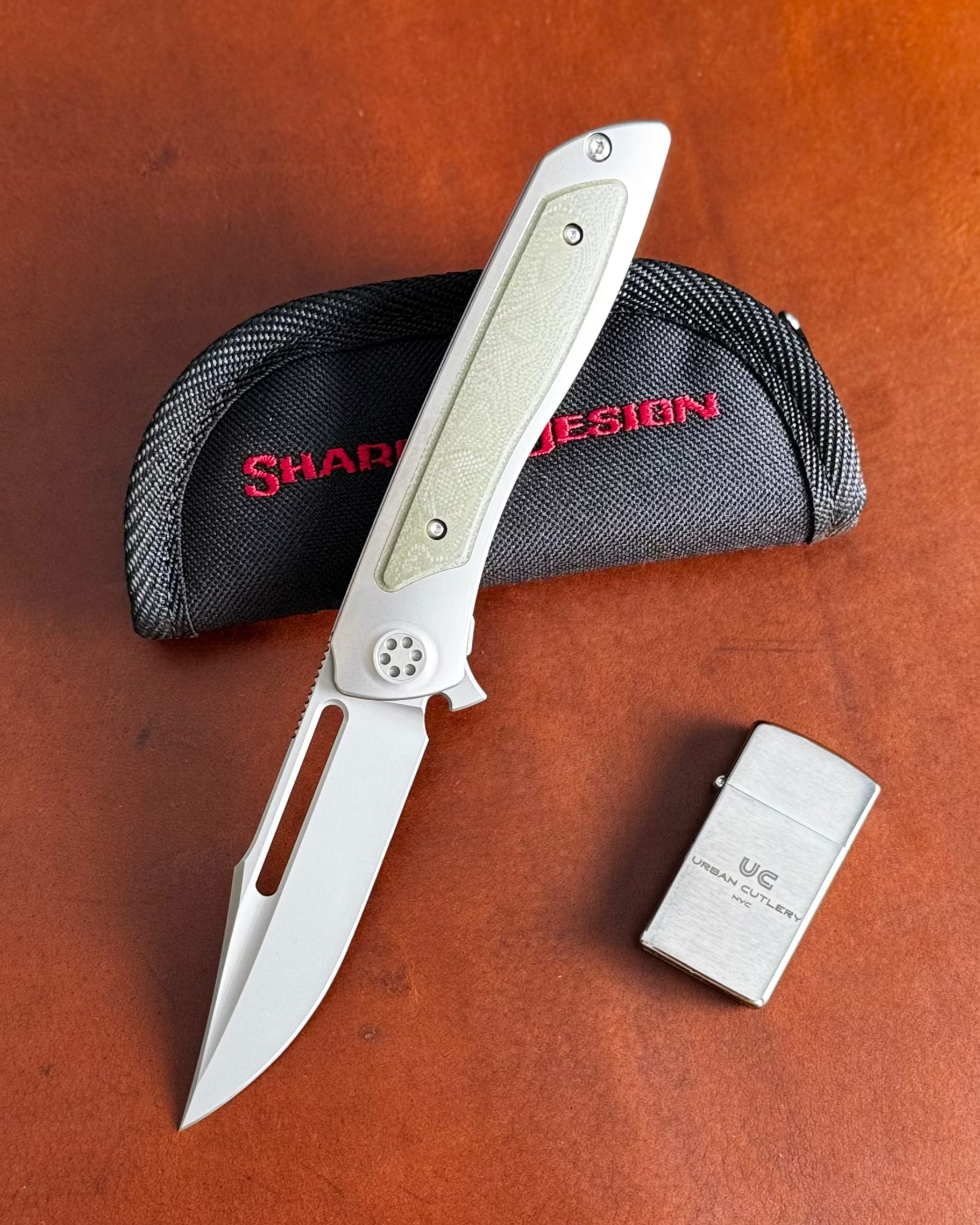 Sharp by Design-Sharp by Design T10 – Marble G10 Inlay Handles #3 - Slotted Blade-1-Urban Cutlery