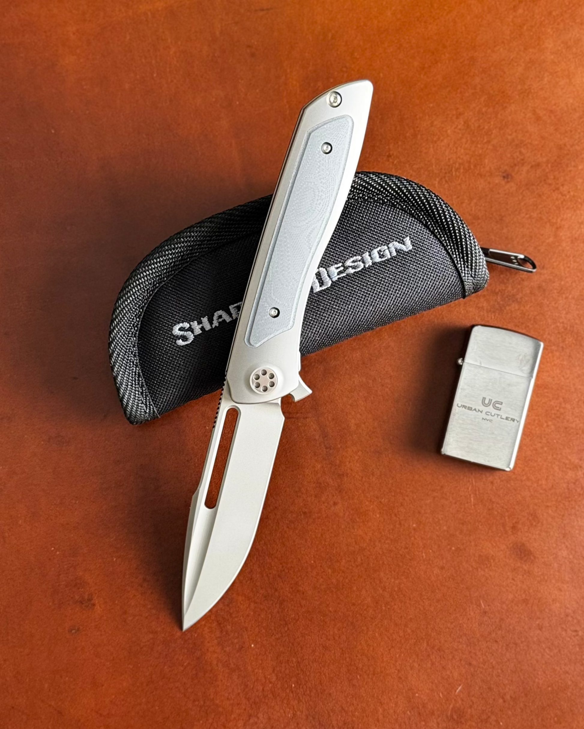 Sharp by Design-Sharp by Design T10 – Marble G10 Inlay Handles #6 - Slotted Blade-1-Urban Cutlery
