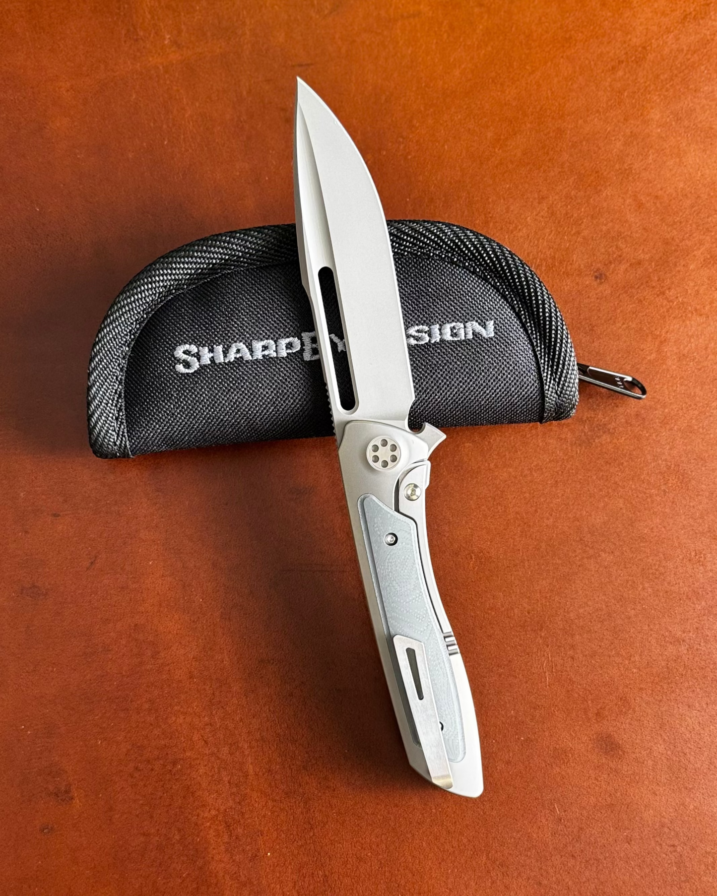 Sharp by Design-Sharp by Design T10 – Marble G10 Inlay Handles #6 - Slotted Blade-4-Urban Cutlery