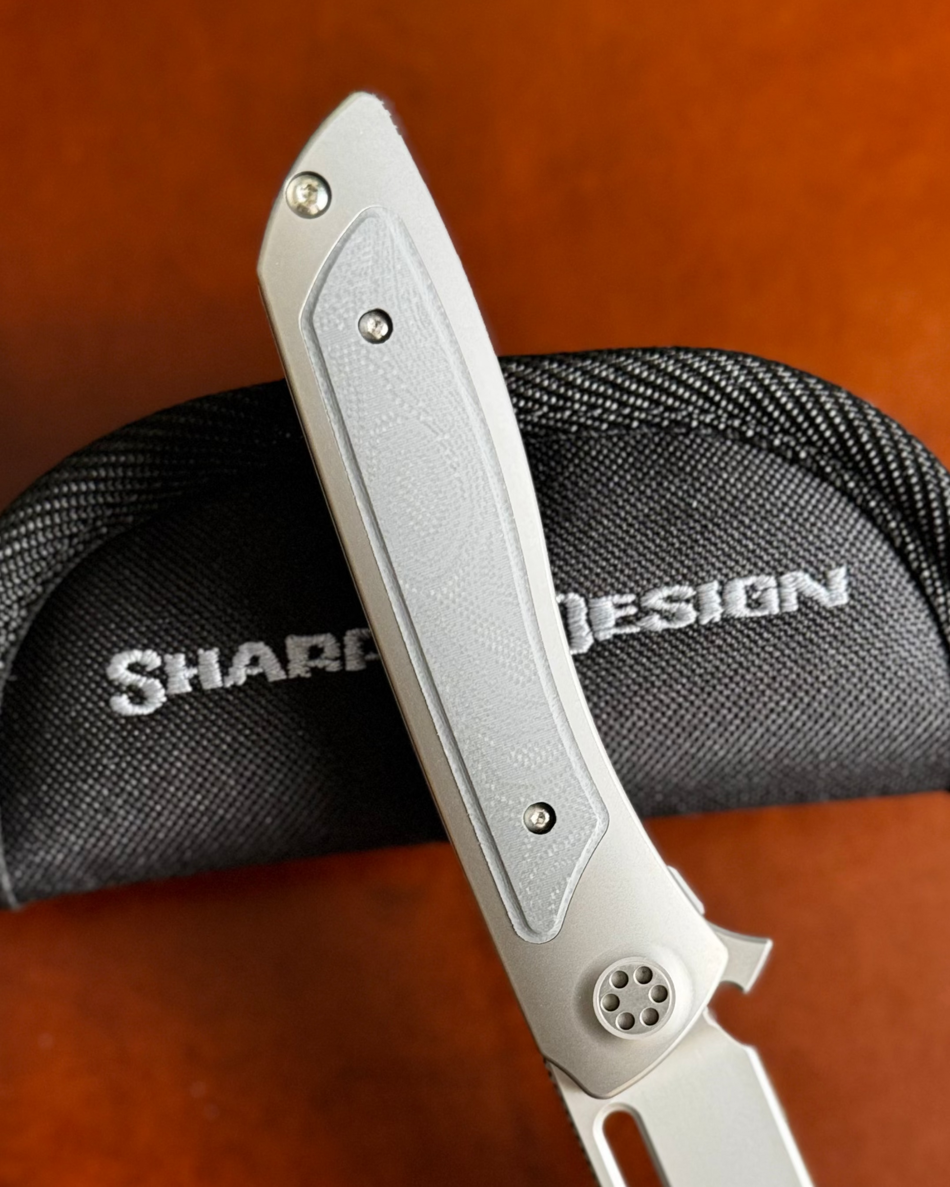 Sharp by Design-Sharp by Design T10 – Marble G10 Inlay Handles #6 - Slotted Blade-5-Urban Cutlery