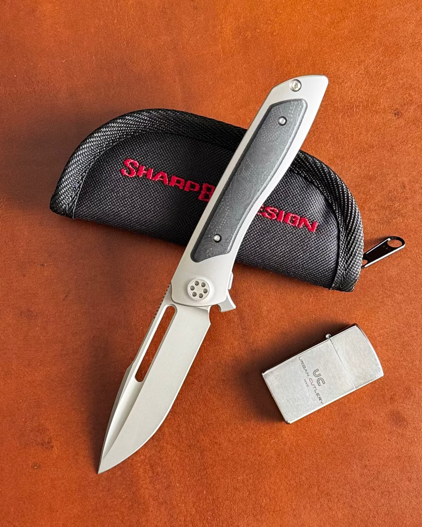 Sharp by Design-Sharp by Design T10 – Marble G10 Inlay Handles #9 - Slotted Blade-1-Urban Cutlery