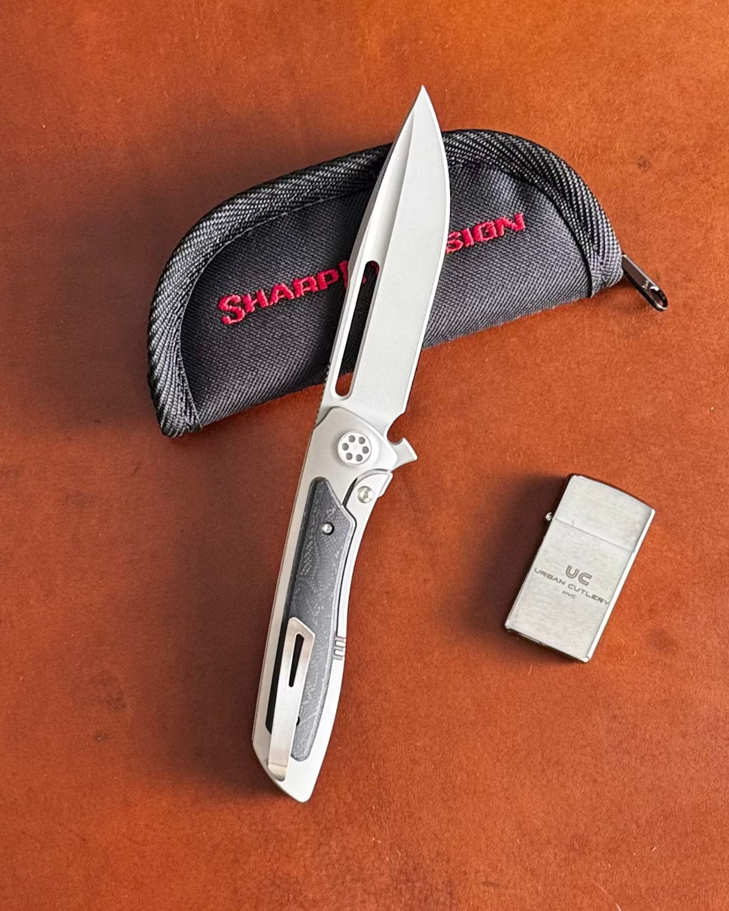 Sharp by Design-Sharp by Design T10 – Marble G10 Inlay Handles #9 - Slotted Blade-3-Urban Cutlery