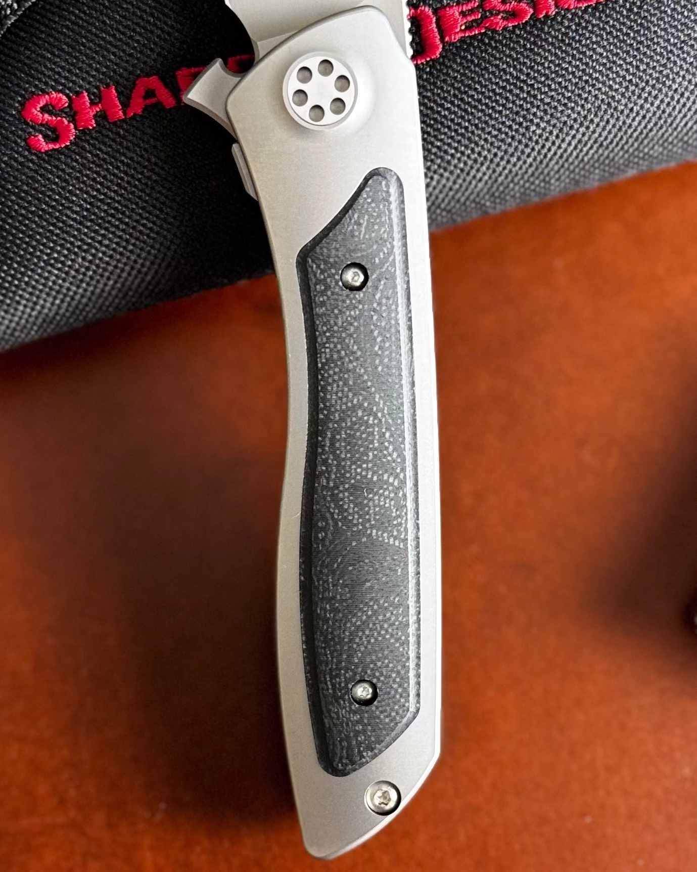Sharp by Design-Sharp by Design T10 – Marble G10 Inlay Handles #9 - Slotted Blade-5-Urban Cutlery