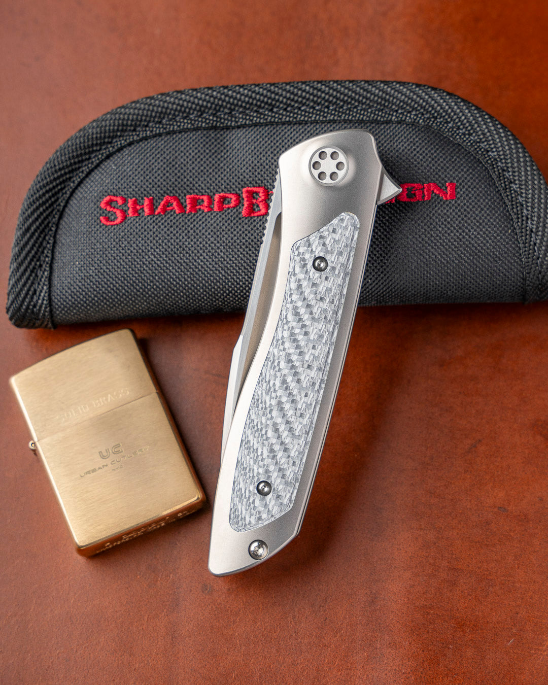 Sharp by Design-Sharp by Design T10 – Silver Twill Carbon Fiber Inlay Handle - Hand Rubbed Blade-3-Urban Cutlery
