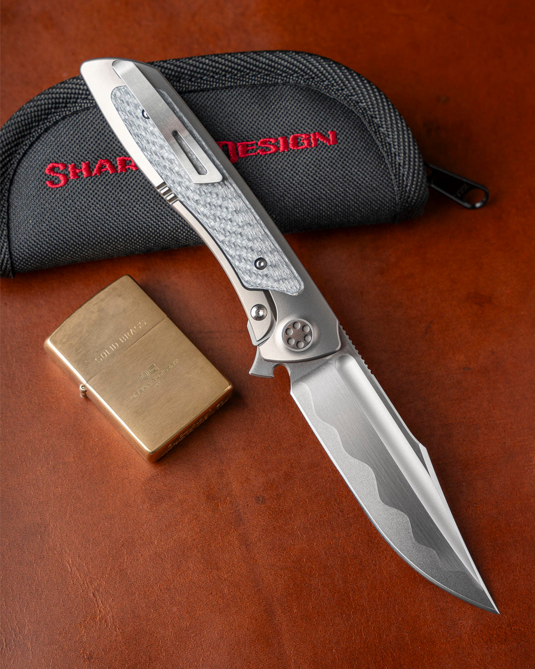 Sharp by Design-Sharp by Design T10 – Silver Twill Carbon Fiber Inlay Handle - Hand Rubbed & Etched Blade-2-Urban Cutlery