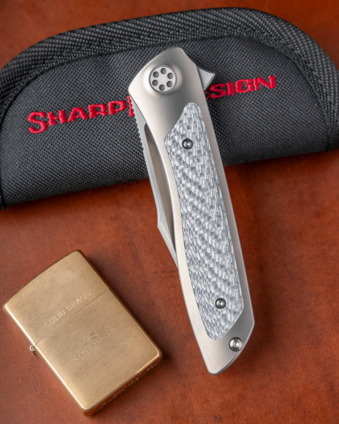 Sharp by Design-Sharp by Design T10 – Silver Twill Carbon Fiber Inlay Handle - Hand Rubbed & Etched Blade-3-Urban Cutlery