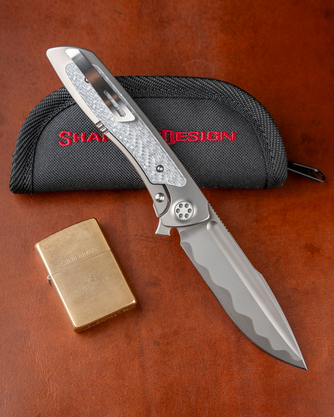 Sharp by Design-Sharp by Design T10 – Silver Twill Carbon Fiber Inlay Handles - Etched Blade-2-Urban Cutlery