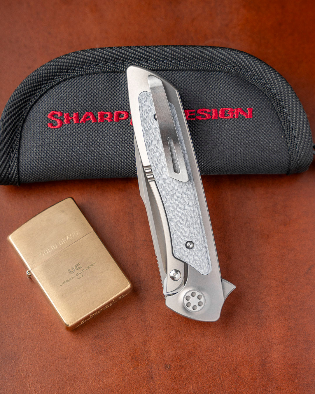 Sharp by Design-Sharp by Design T10 – Silver Twill Carbon Fiber Inlay Handles - Etched Blade-4-Urban Cutlery
