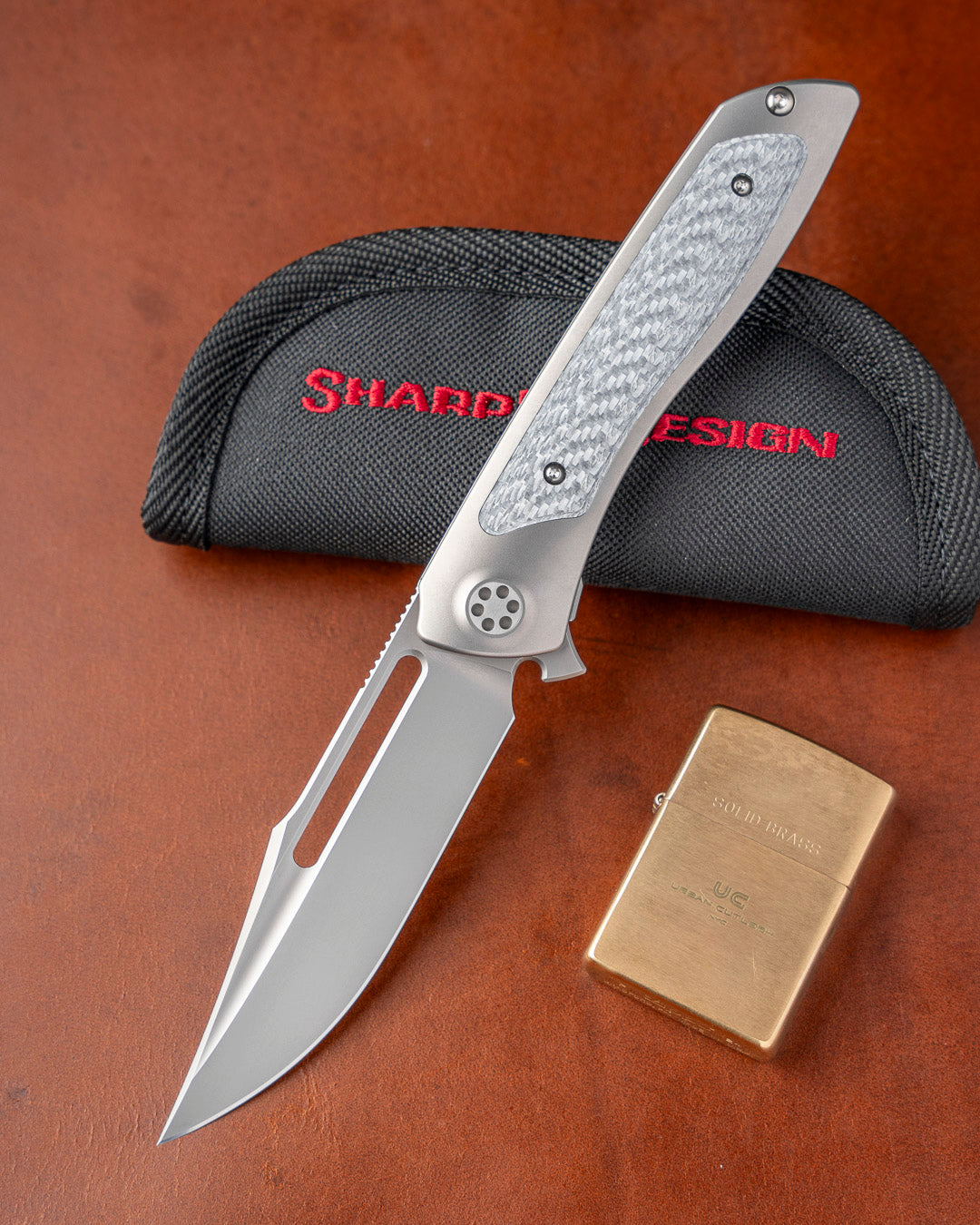 Sharp by Design-Sharp by Design T10 – Silver Twill Carbon Fiber Inlay Handles - Slotted Blade-1-Urban Cutlery