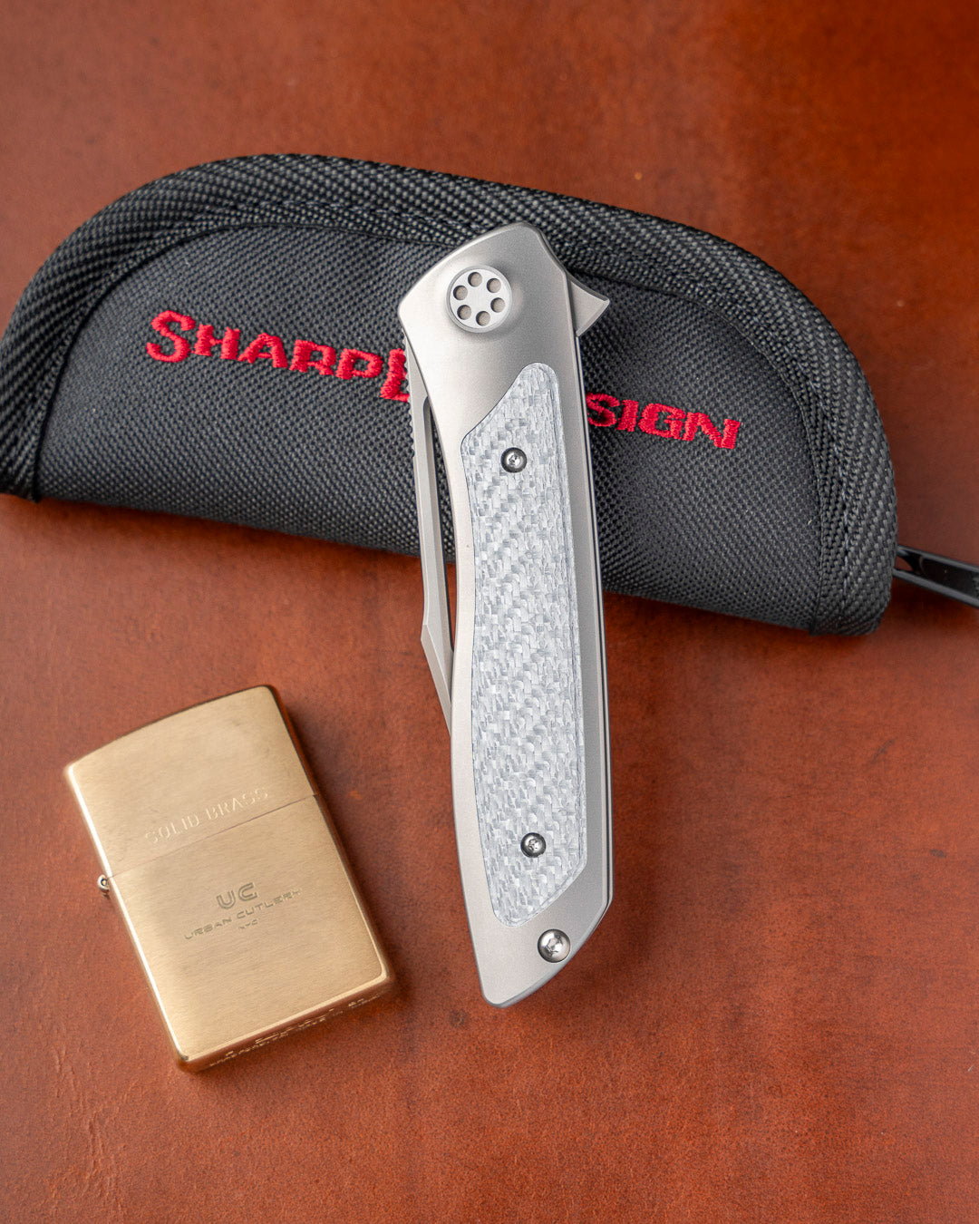 Sharp by Design-Sharp by Design T10 – Silver Twill Carbon Fiber Inlay Handles - Slotted Blade-3-Urban Cutlery