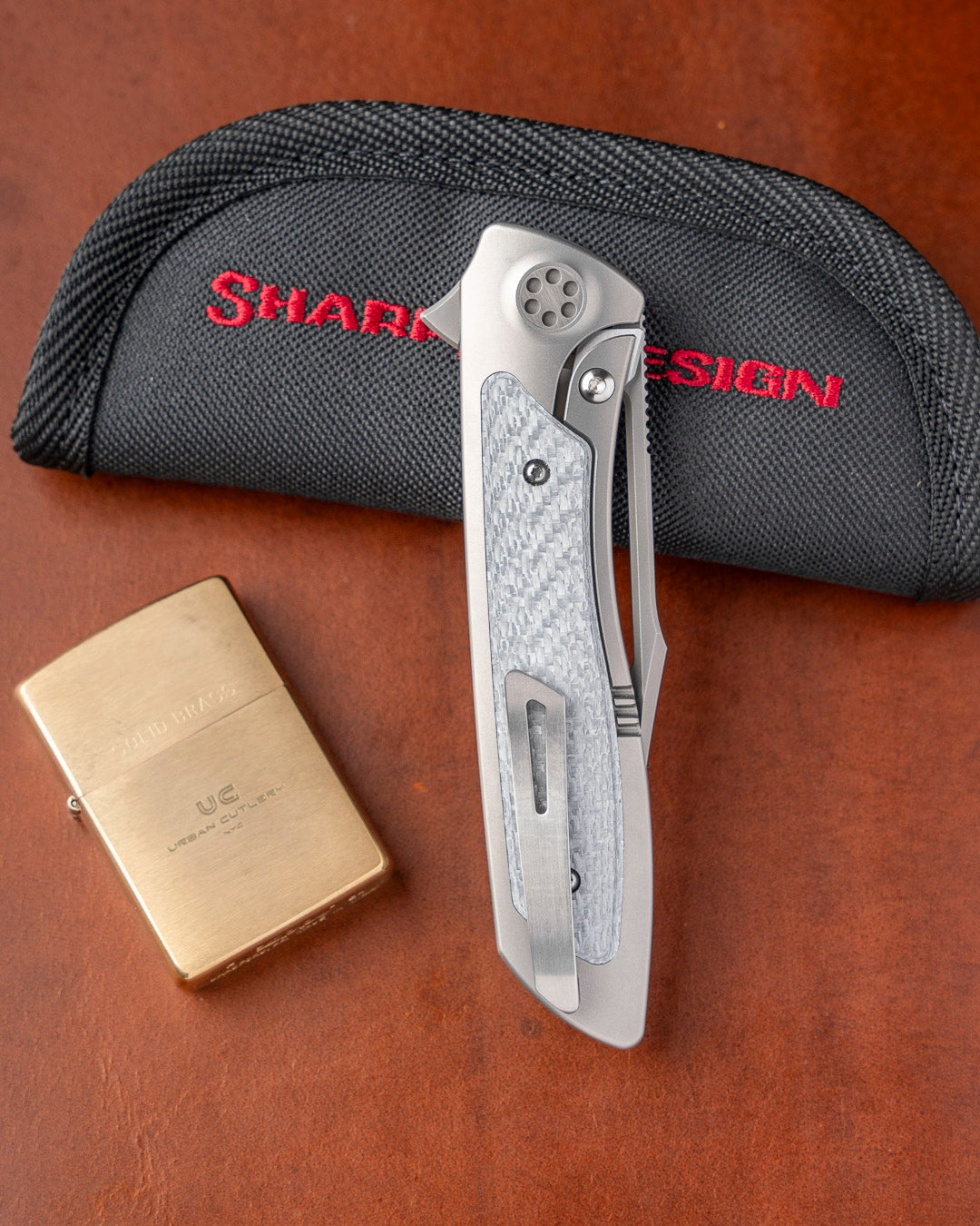 Sharp by Design-Sharp by Design T10 – Silver Twill Carbon Fiber Inlay Handles - Slotted Blade-4-Urban Cutlery