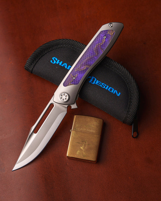 Sharp by Design-Sharp by Design T10 – Violet VC Copper Mesh Inlay Handles - Etched & Slotted Blade-1-Urban Cutlery