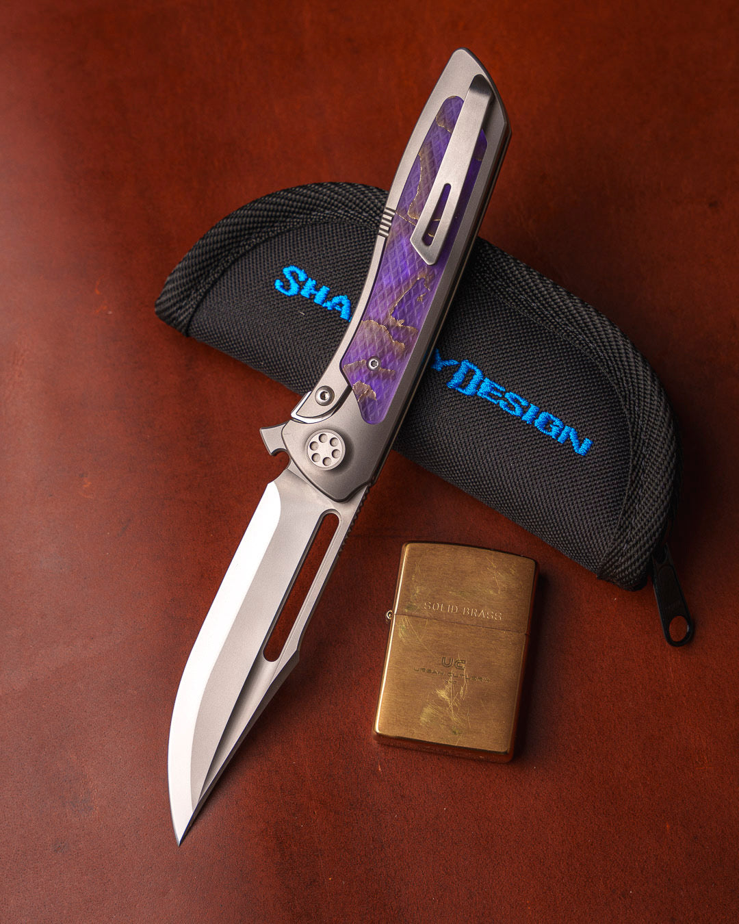 Sharp by Design-Sharp by Design T10 – Violet VC Copper Mesh Inlay Handles - Etched & Slotted Blade-2-Urban Cutlery