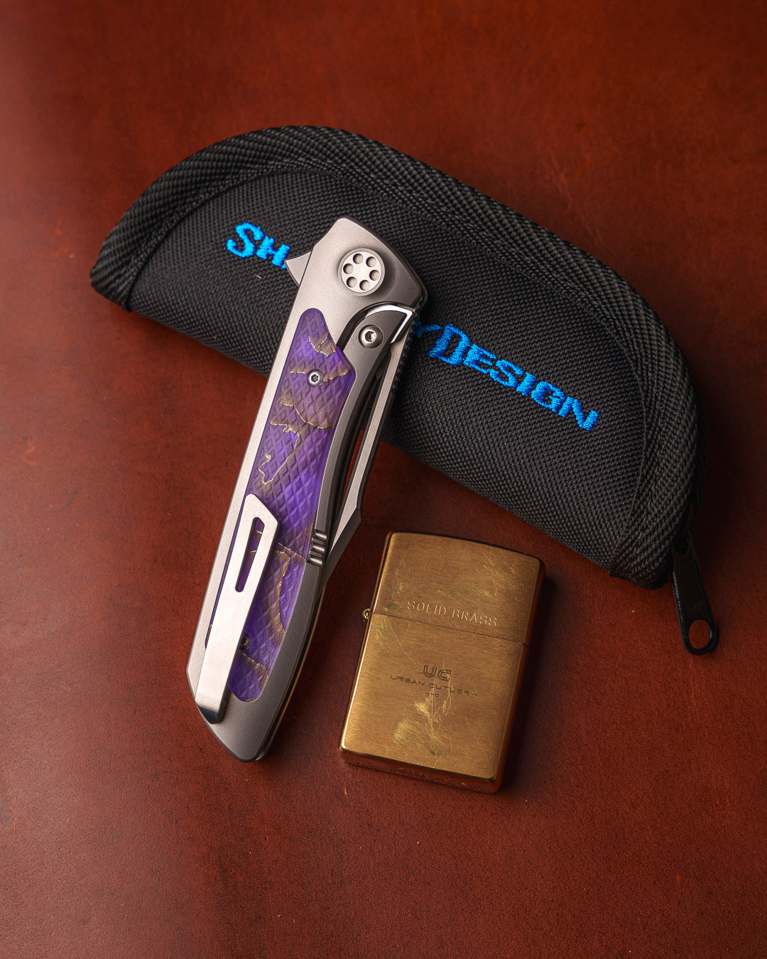 Sharp by Design-Sharp by Design T10 – Violet VC Copper Mesh Inlay Handles - Etched & Slotted Blade-4-Urban Cutlery