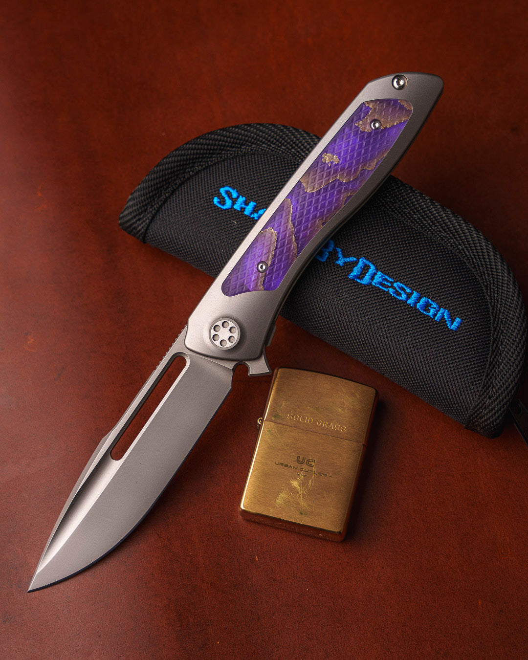 Sharp by Design-Sharp by Design T10 – Violet VC Copper Net Infused Inlay Handles - Slotted Blade-1-Urban Cutlery