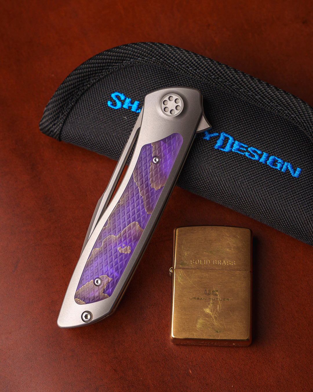 Sharp by Design-Sharp by Design T10 – Violet VC Copper Net Infused Inlay Handles - Slotted Blade-3-Urban Cutlery