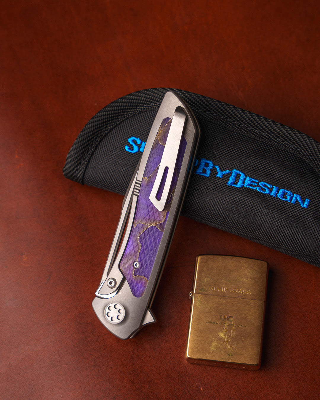Sharp by Design-Sharp by Design T10 – Violet VC Copper Net Infused Inlay Handles - Slotted Blade-4-Urban Cutlery