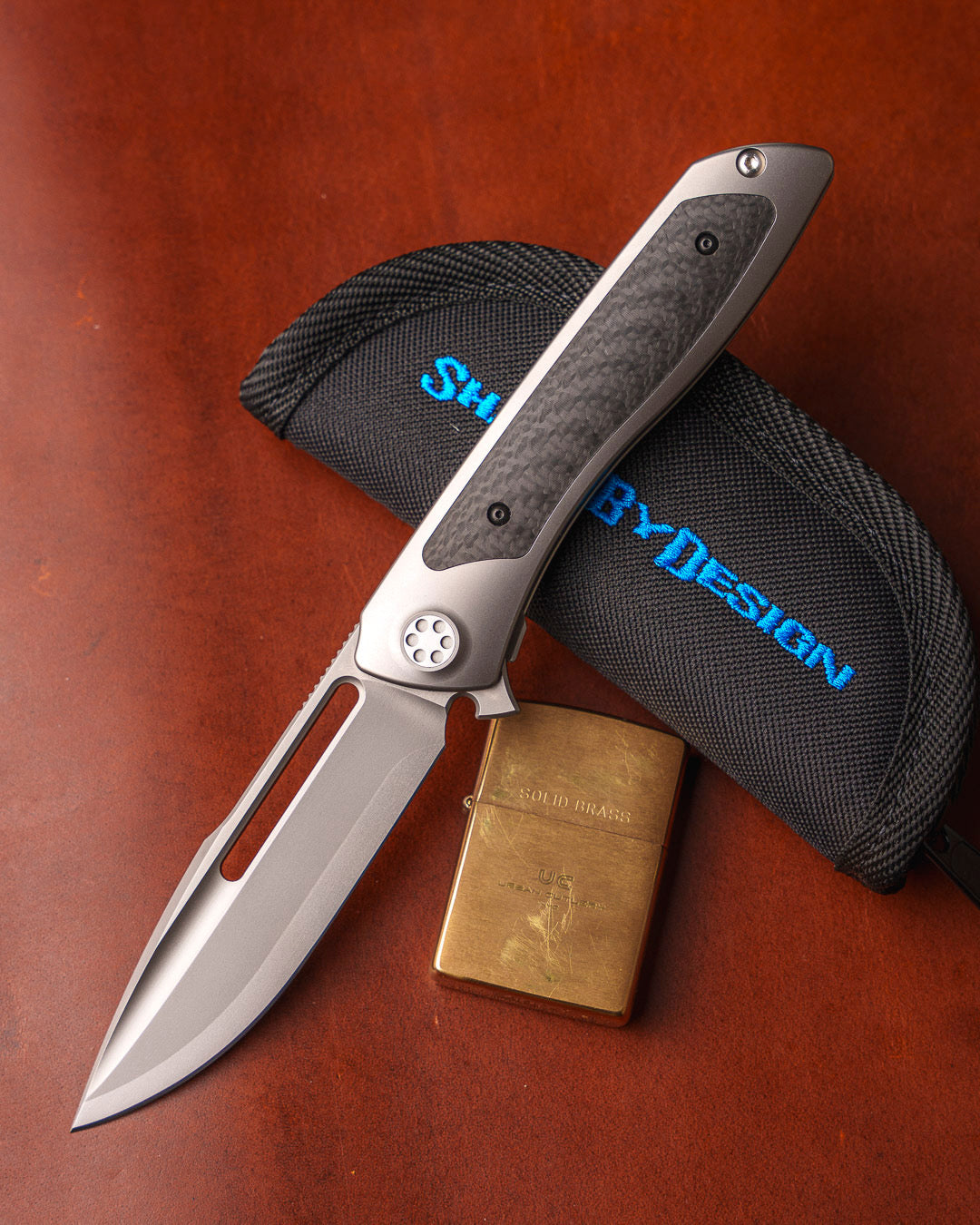 Sharp by Design-Sharp by Design T10 – Weave Carbon Fiber Inlay Handles - Etched & Slotted Blade-1-Urban Cutlery