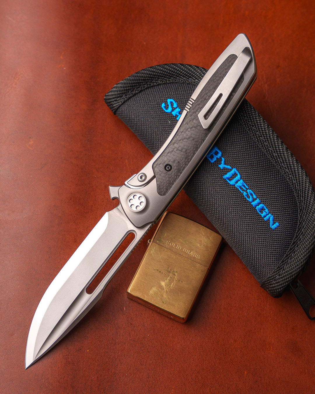 Sharp by Design-Sharp by Design T10 – Weave Carbon Fiber Inlay Handles - Etched & Slotted Blade-2-Urban Cutlery