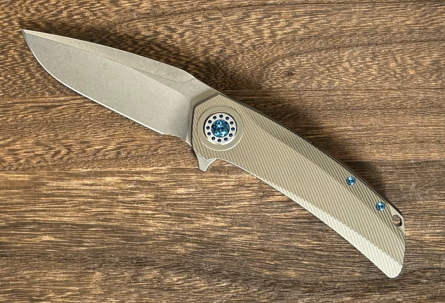 Skiff Workshop-Skiff Made Blades Fugitive, S45VN Blade, Milled Titanium Scales, Ltd Royal Blue Ti Pivot Collar and Hardware, #135-2-Urban Cutlery