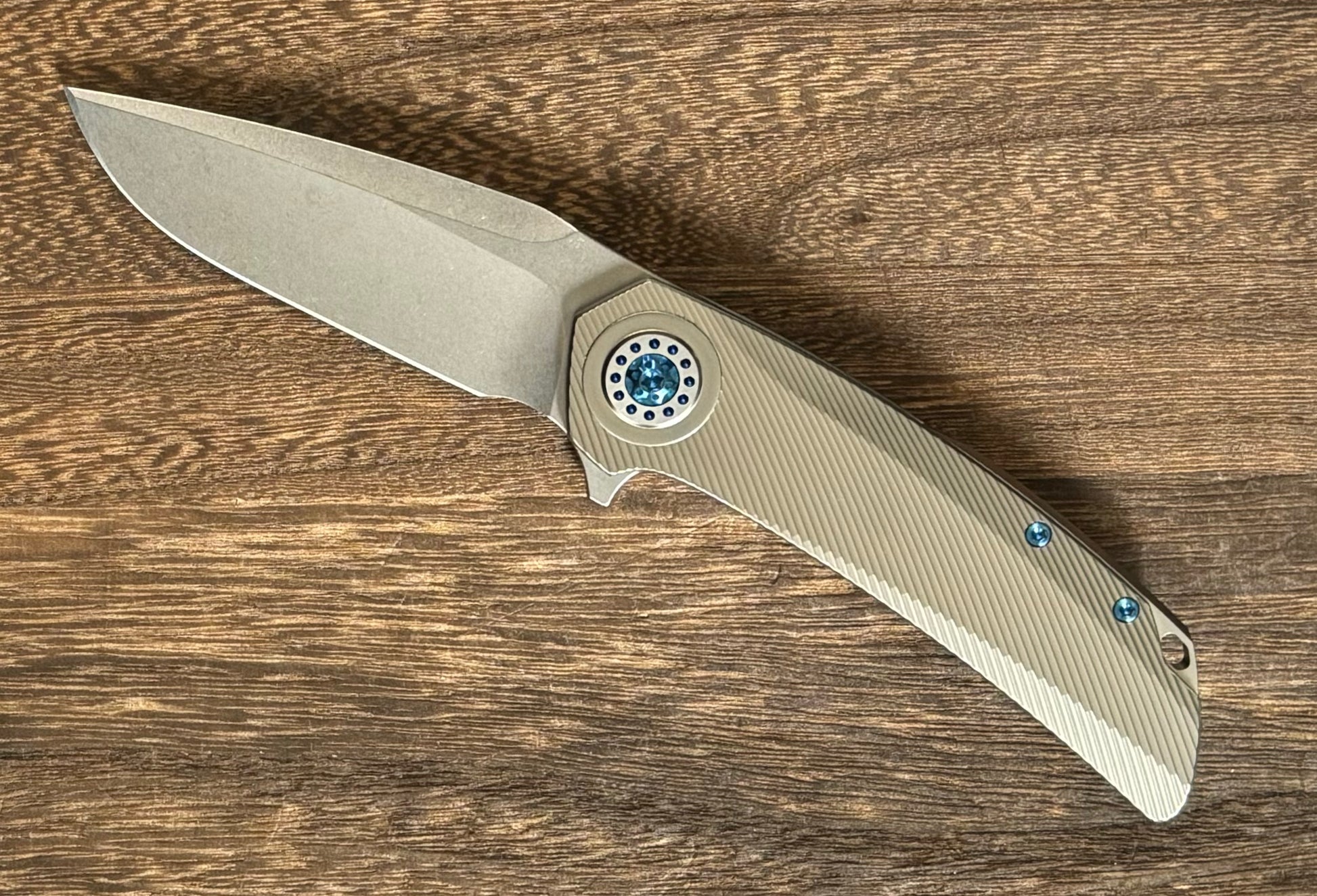 Skiff Workshop-Skiff Made Blades Fugitive, S45VN Blade, Milled Titanium Scales, Ltd Royal Blue Ti Pivot Collar and Hardware, #135-2-Urban Cutlery