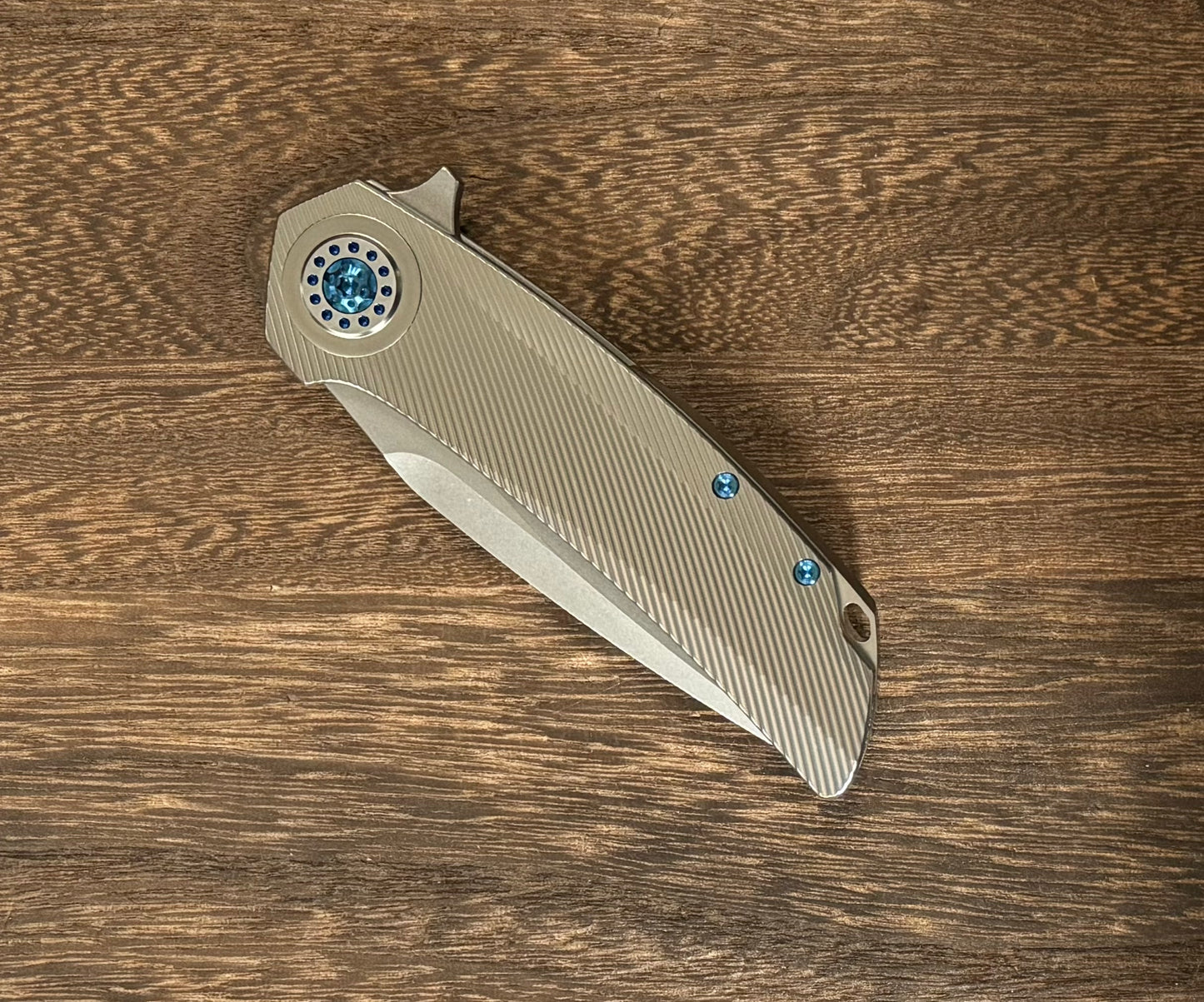 Skiff Workshop-Skiff Made Blades Fugitive, S45VN Blade, Milled Titanium Scales, Ltd Royal Blue Ti Pivot Collar and Hardware, #135-4-Urban Cutlery