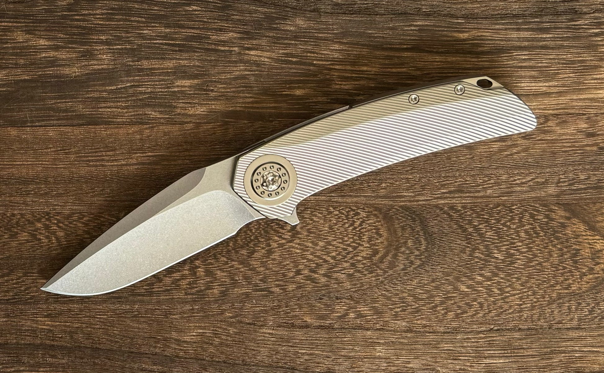 Skiff Workshop-Skiff Made Blades Fugitive, S45VN Blade, Milled Titanium Scales, Ti Pivot Collar and Hardware, #144-2-Urban Cutlery