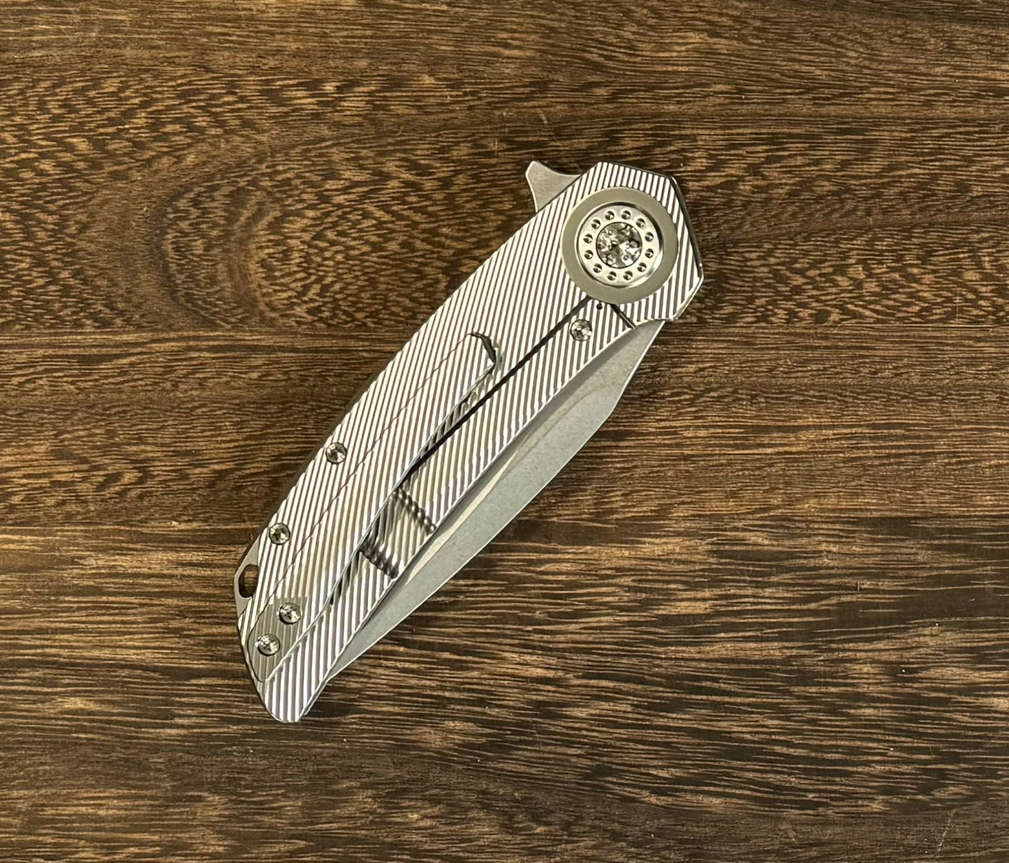 Skiff Workshop-Skiff Made Blades Fugitive, S45VN Blade, Milled Titanium Scales, Ti Pivot Collar and Hardware, #144-5-Urban Cutlery