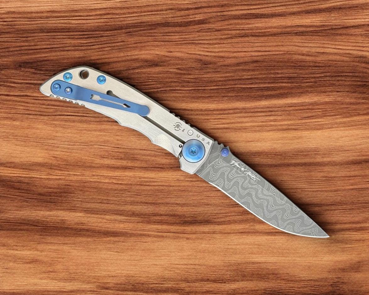 Spartan Blades-Spartan Blades Small Harsey - Blue Dog Paw - Damascus Blade-2-Urban Cutlery
