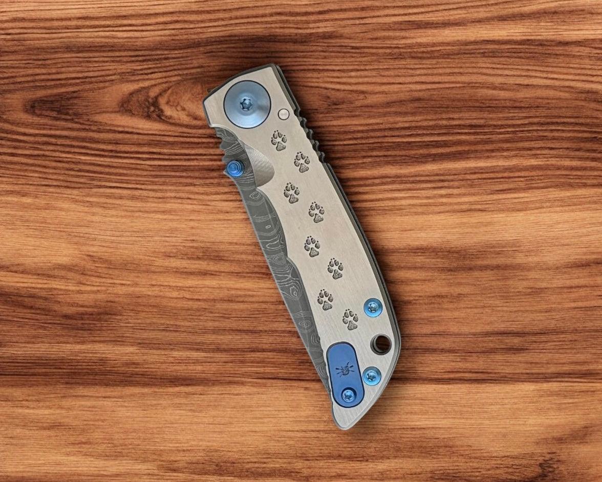 Spartan Blades-Spartan Blades Small Harsey - Blue Dog Paw - Damascus Blade-3-Urban Cutlery