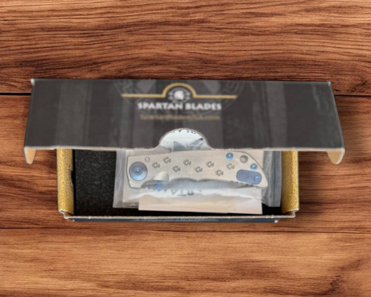 Spartan Blades-Spartan Blades Small Harsey - Blue Dog Paw - Damascus Blade-5-Urban Cutlery