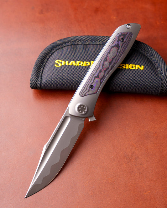 Sharp by Design T10 – FC Purple Camo Inlay Handles - Etched Blade
