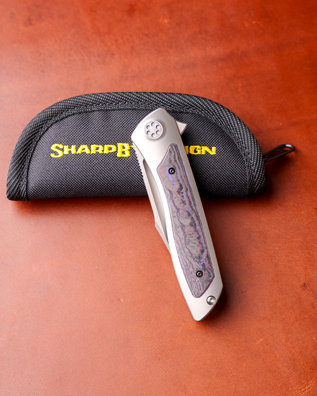 Sharp by Design T10 – FC Purple Camo Inlay Handles - Etched Blade