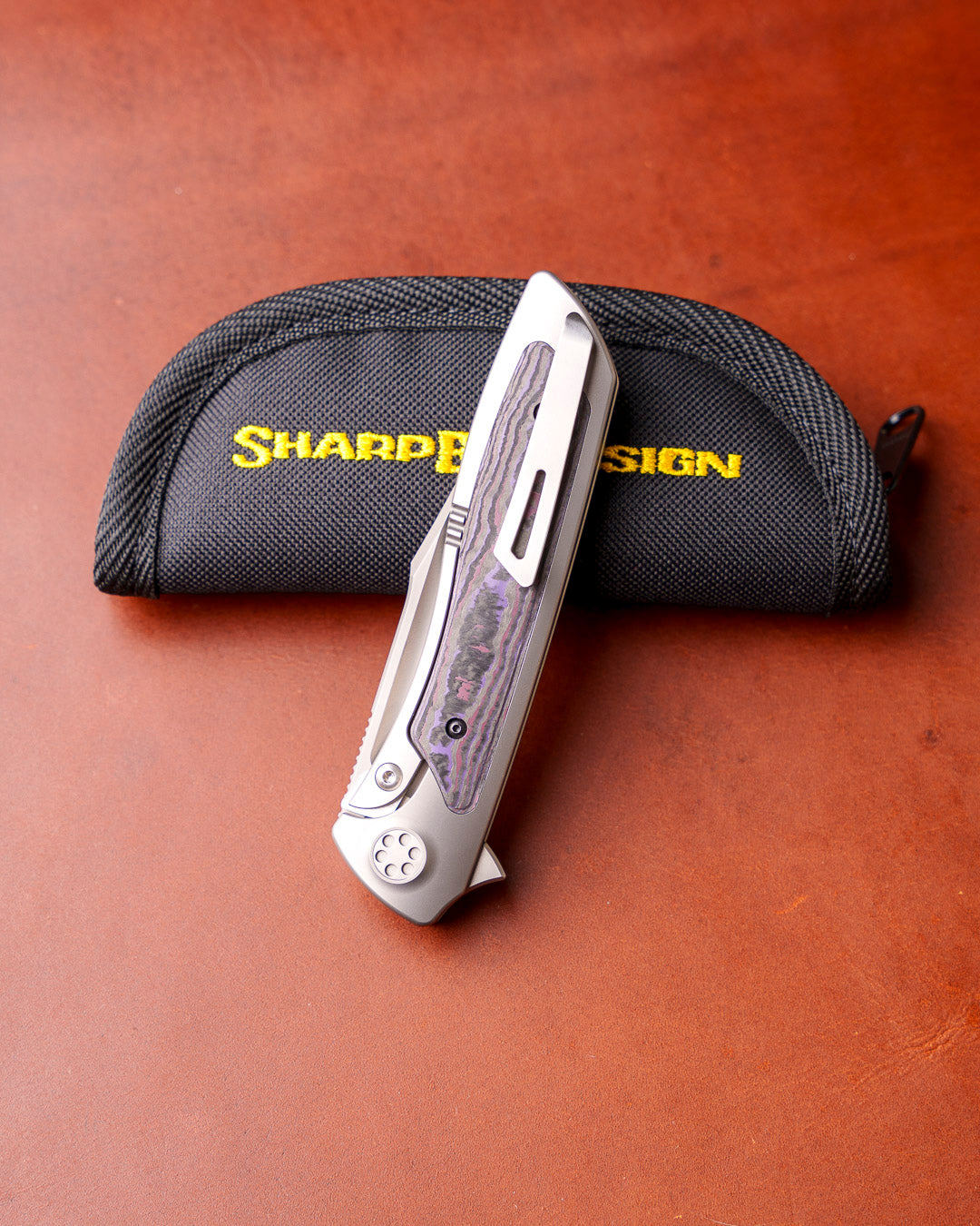 Sharp by Design T10 – FC Purple Camo Inlay Handles - Etched Blade
