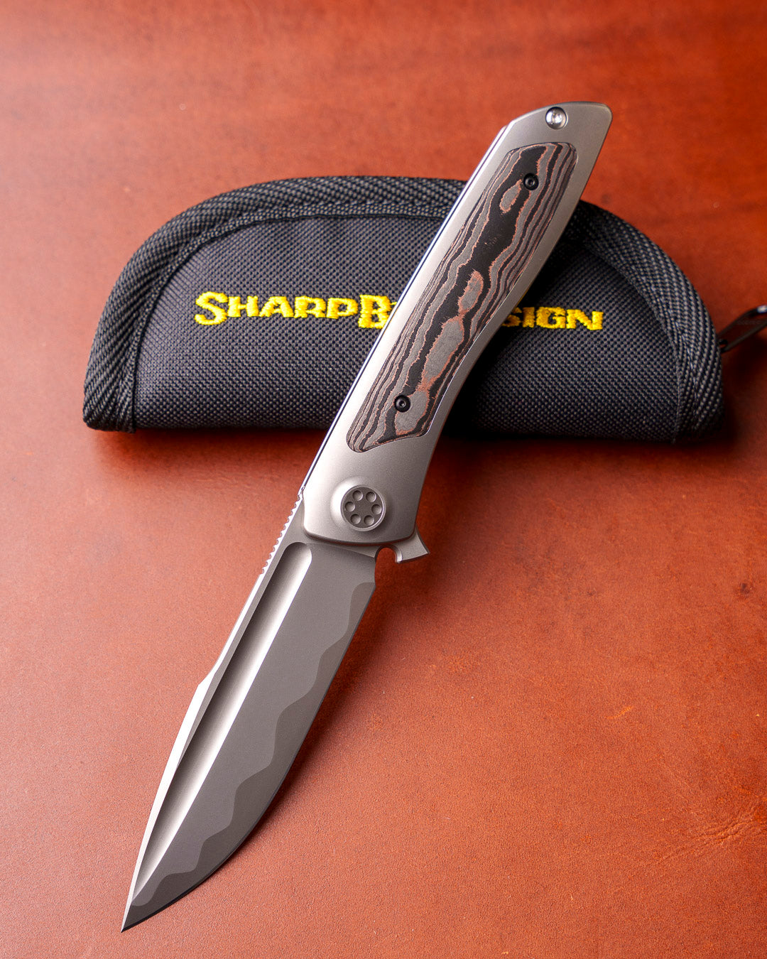 Sharp by Design T10 – FC Copper Camo Inlay Handles - Etched Blade