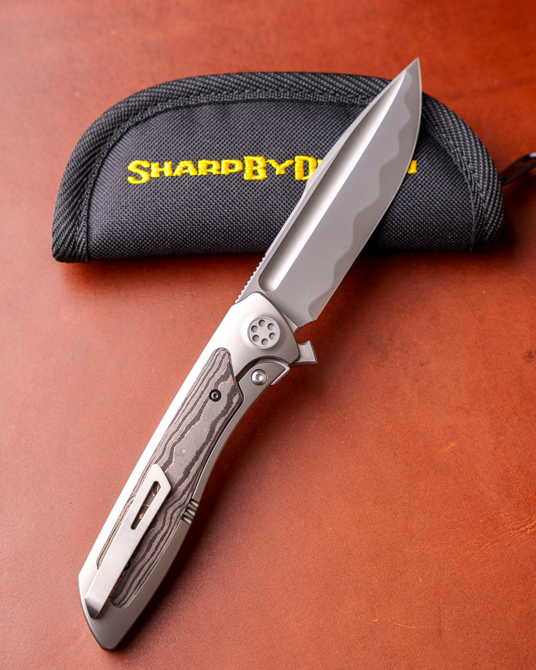 Sharp by Design T10 – FC Copper Camo Inlay Handles - Etched Blade