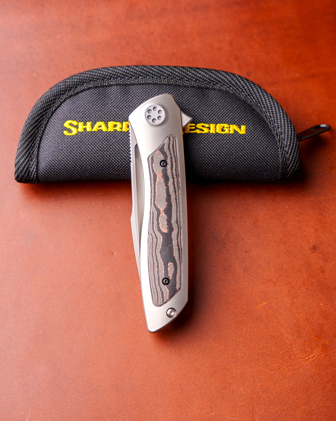 Sharp by Design T10 – FC Copper Camo Inlay Handles - Etched Blade